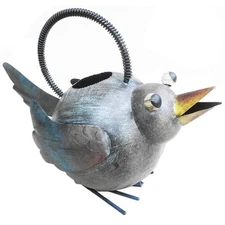 D-Art Collection Tin Metal and Iron Bird Watering Can Figurine in Multi-Color