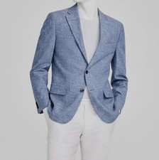 Tommy Hilfiger Men's Blue Linen Modern Conrad Sport Coat Suit Jacket Size 36R
