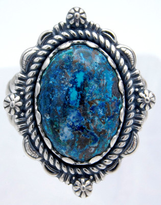 New Carolyn Pollack American West Chrysocolla Squash Blossom Ring Sz 6, 7, 9