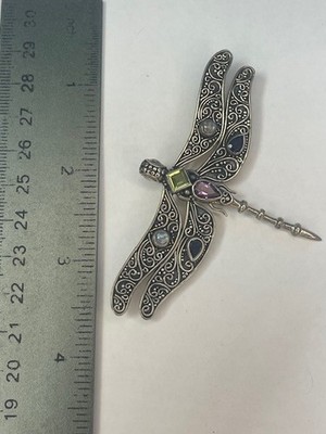 RAR schöne Vintage SAJEN Sterling Silber 925 Libelle Brosche/Anhänger 14,9 g