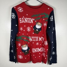 Holiday Time Kids Red Gnome Ugly Christmas Kids Sweater Size XL 14-16 