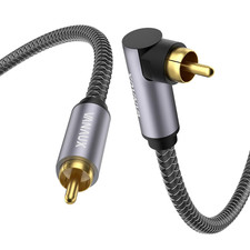 Subwoofer RCA Cable 90 Degree RCA to RCA Audio Cable Digital Coaxial Audio Cord,