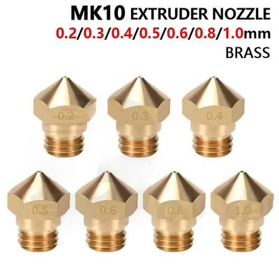 MK10 0.2/0.3/0.4/0.5/0.6/0.8/1.0mm Brass Extruder Nozzle 3D Printer M7 - 1.75mm