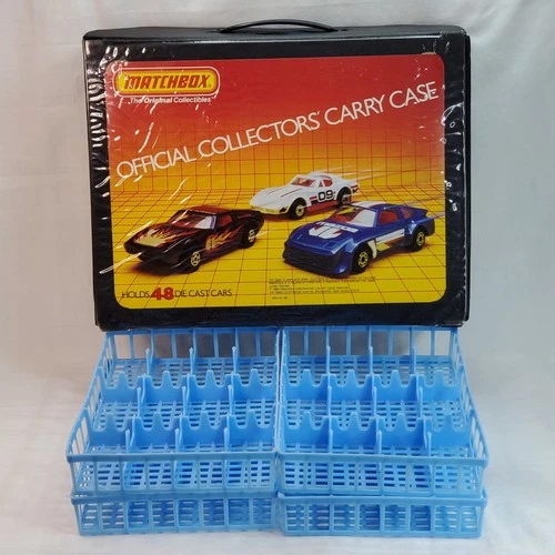 Vintage 1983 Matchbox Official Collector's 48 Cars Carry Case with 4 Blue Trays