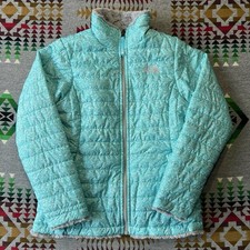 The North Face Mossbud Swirl Jacket Girls L 14-16 Reversible Blue Zip D7
