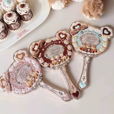 Flower Knows The Sweetie Bear Handheld Makeup Mirror Three Colours Cute GIft