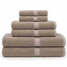 6-Pack Cotton Bath Towel, Hand Wash Cloth Essential Set Colour Taupe 500gsm