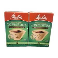 Melitta #2 Natural Brown Cone Coffee Filters 100 Count *NEW* LOT of 2