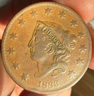 1833 N 2 Double Profile Coronet Head Large Cent VF Condition Nice Eye Appeal