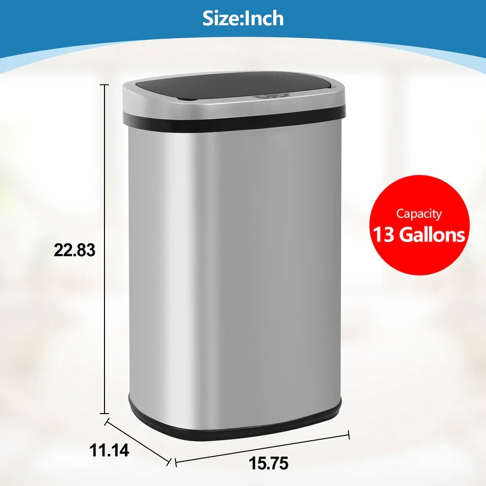 Motion Sensor 13 Gallon 50 Liter Odorless Slim Trash Can by Furniture of America