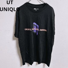 Minecraft UNIQLO T-Shirt XL Black Create Explore Survive Gaming Logo Tee Japan U