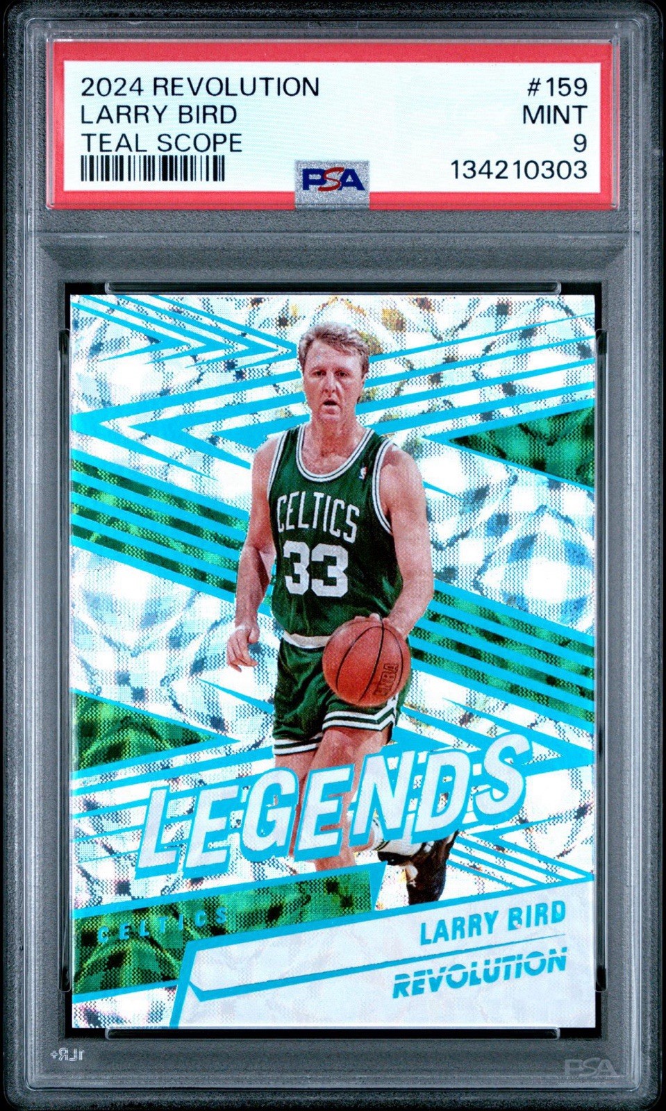 2024-25 Panini Revolution Larry Bird #159 Teal Scope /35 PSA 9 MINT Celtics