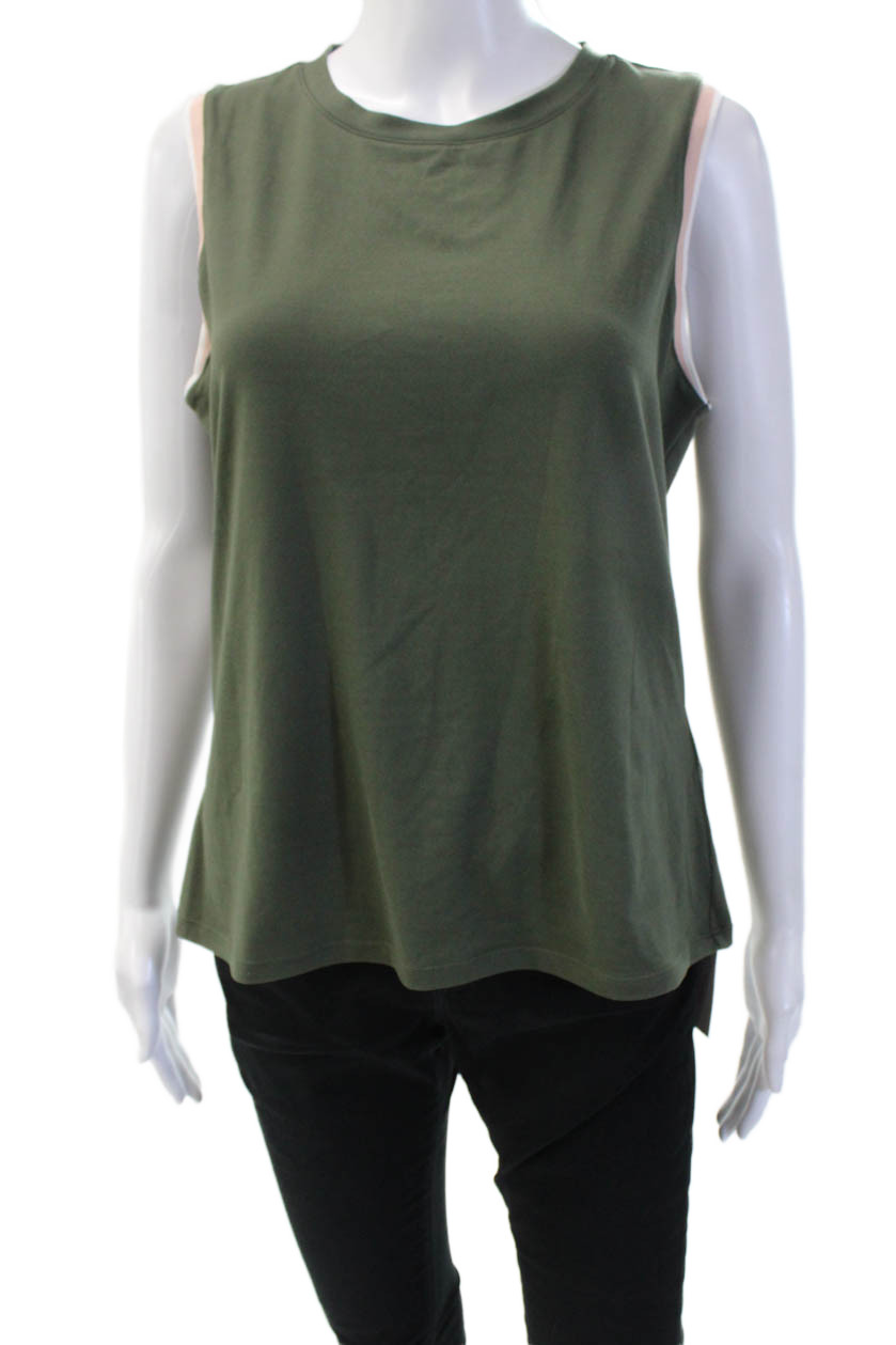 Varley Women Basic Tank Solid Green Crewneck Slee… - image 1