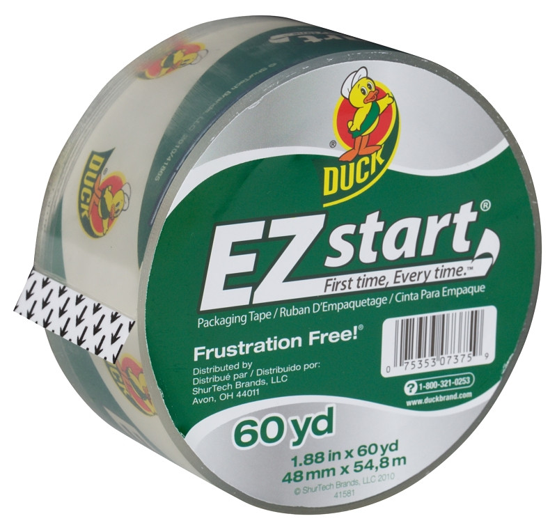 Duck 299002 Brand EZ Start Packaging Tape Clear, 60 Yards/Roll (Single)