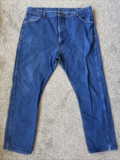 Vtg Wrangler Jeans Mens 42x32 Regular Fit Denim Dark Blue Cowboy Western Pants