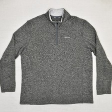 Eddie Bauer Men's 1/4 Zip Pullover Sweater Polyester Green Size 2XL Fleece Solid