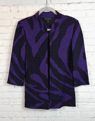 MING WANG black violet knit cardigan sweater size XS NWOT