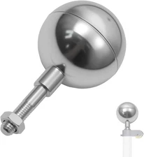 Flag Pole Ball Topper for Outdoor, Sliver Flagpole Finial... 