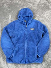 Eddie Bauer Sherpa Jacket Youth Boys Bright Blue Full Zip Hooded Size M 10-12 