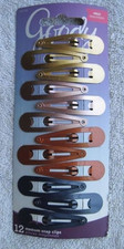 12 Goody Medium Painted Metal Snap Hair Clips Contour Sparkly Gold Pink Blue