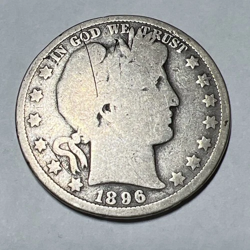 Rare 1896-O Barber Silver Half Dollar.  Key Date with Just 924K minted.