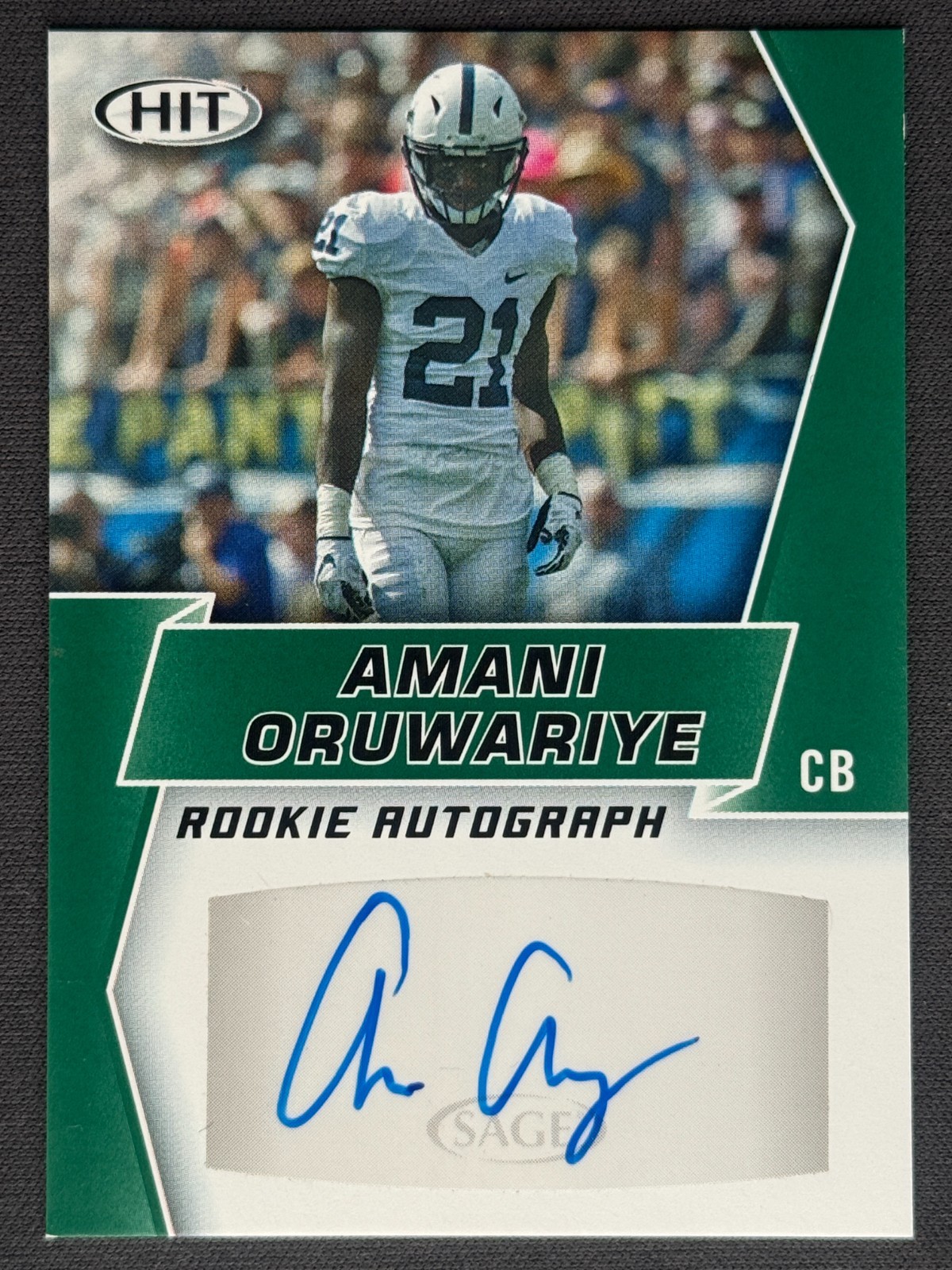 AMANI ORUWARIYE 2019 SAGE Hit Black Rookie Autograph RC Auto #A88 | Penn State