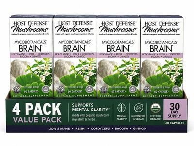 Host Defense MycoBotanicals  Brain   60 Veg Capsules   Pack of 4
