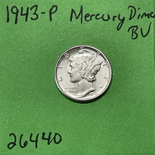1943-P Mercury Dime 10c BU Brilliant Uncirculated US Coin See Pictures