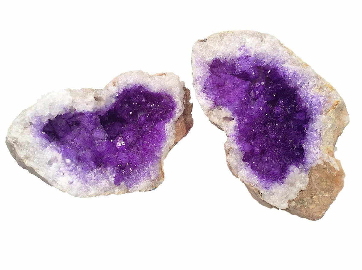 Amethyst Purple Split Geode - Dyed Quartz Crystals - 2 Matching 