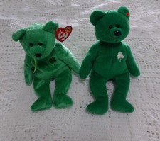 Lot of 2 Ty St Patrick's Day Green Ty Beanie Babies Dublin  Erin VGUC 