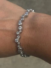 CUBIC ZIRCONIA BRACELET set in .925 STERLING SILVER FAST FREE SHIPPING !!