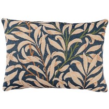 William Morris Willow Bough Tapestry Boudoir Cushion in Navy Blue. 17x12"