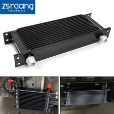 15 Row Black Aluminum Engine Transmission Oil Coolers 10AN Hose End Fittings Kit