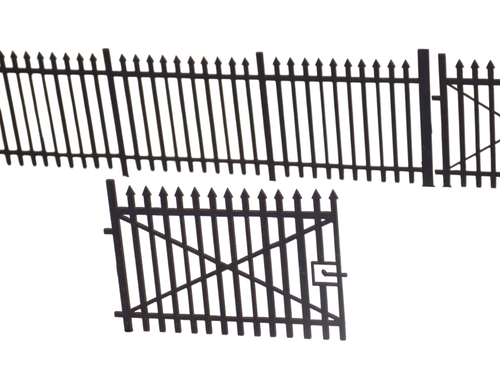 6ft wrought iron fencing (56 cm) + 6 various gates O gauge 1:43 security fence - Picture 5 of 5
