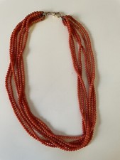 Halskette Rundhals sechsreihig 40cm Naturkoralle mit Goldschließe