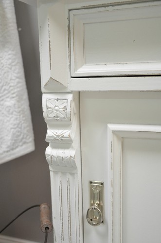 Gäste-Waschtisch shabby-chic mit Keramikwaschbecken Badmöbel Landhausstil - Bild 6 von 9