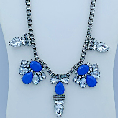 Express 24 in Gunmetal Gray Blue Crystal Necklace 3-398
