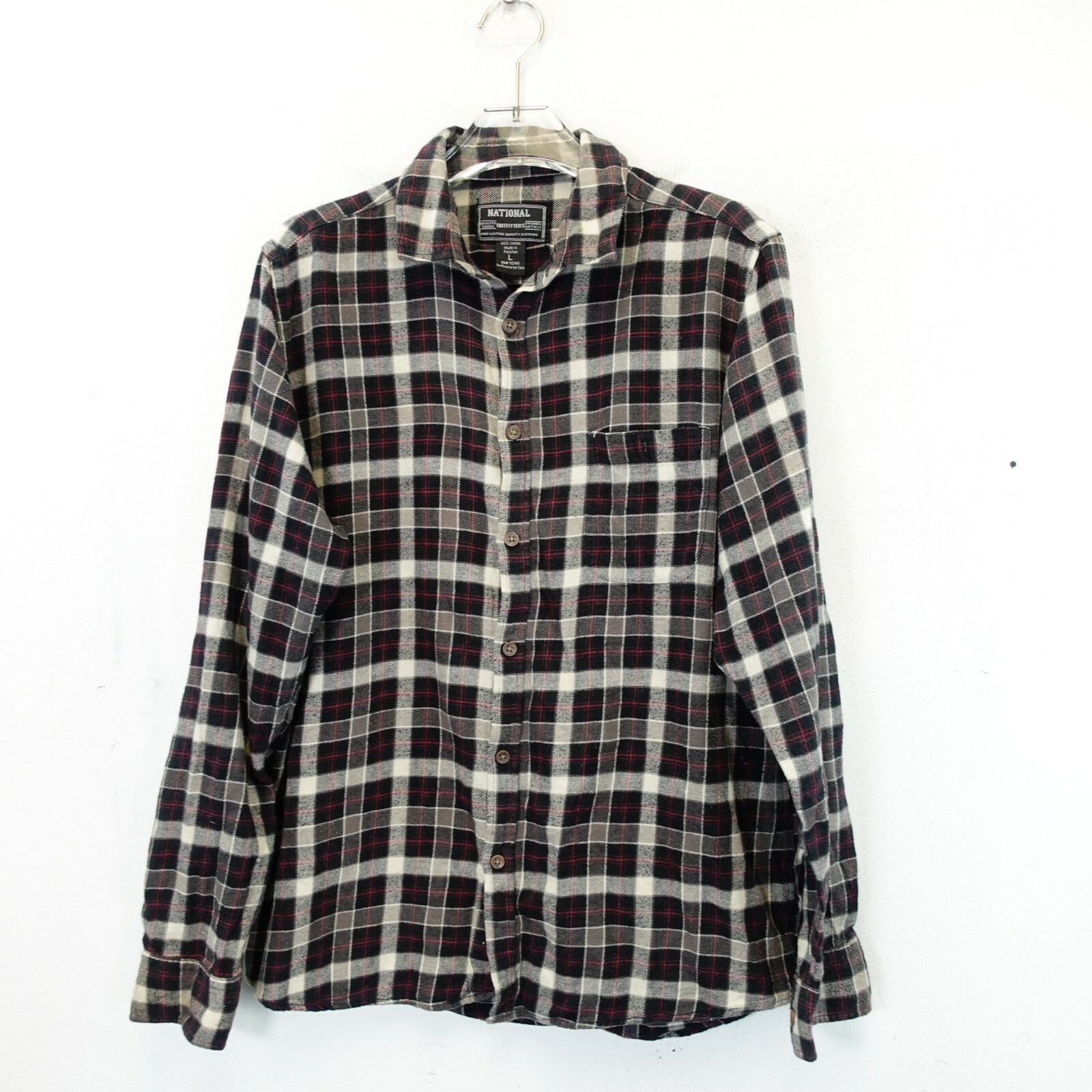 Plaid Flannel Shirt Shacket Men Large Black Tartan Lumberjack NATURAL OUTFITTERS-image