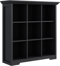 Black 3-Tier Cube Storage Bookcase - 9-Cube Open Shelf for Home Office