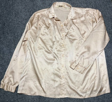 Nortons Point Pajama Top womens Size 8 Pink Satin Polyester Button Up PJ Shirt