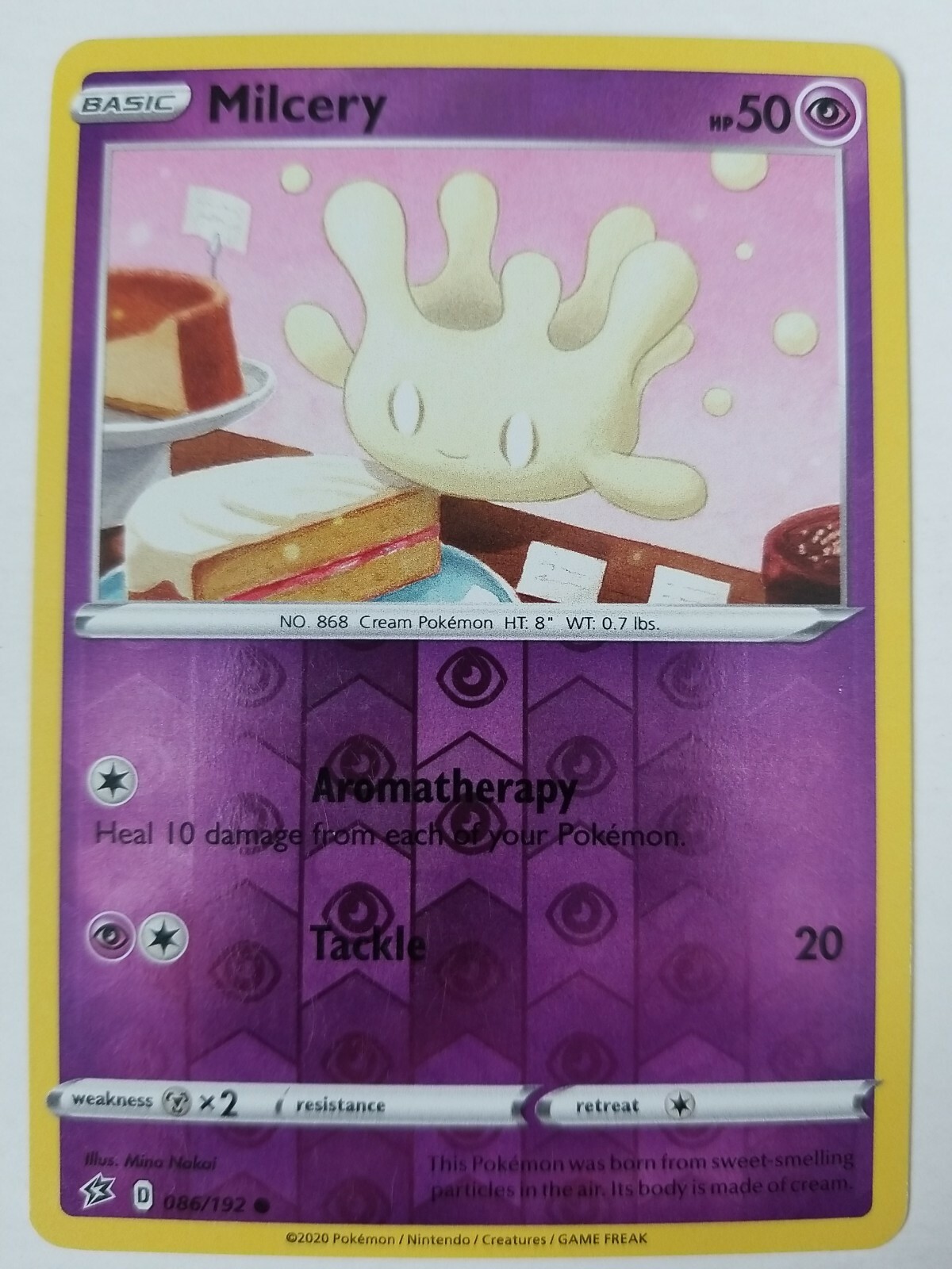 2020 Pokemon Card Milcery 086/192 Reverse Holo 
