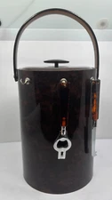 VTG 1950s-60s GeorgesBriard Ice Bucket Faux Tortoise Lucite Handle Lid Bar Tools