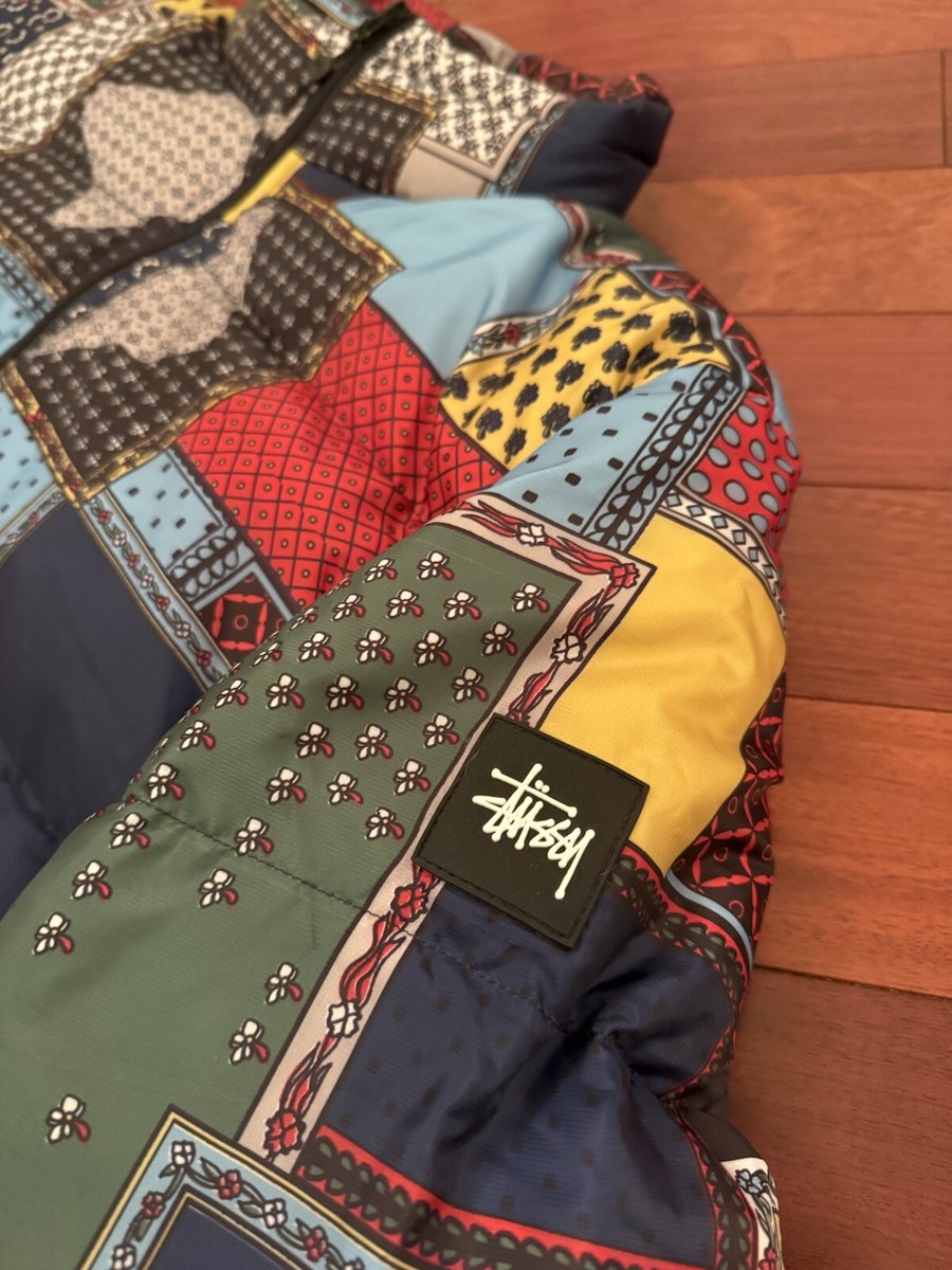 NWT STUSSY Patchwork Multicolor Puffer Jacket Size XL 115485 Rare