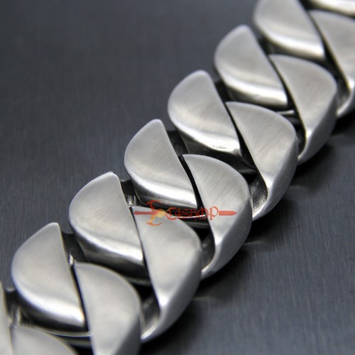 31mm Heavy Cuban Chain Link Necklace Stainless Steel Mens Bracelet Brushed Matte - Picture 13 of 15