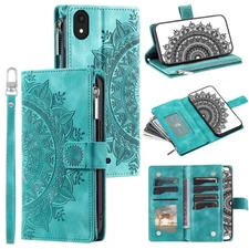 For Moxee M2160 Case Datura Leather Zipper Card Slots Flip Wallet Pocket Cover