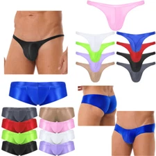 Mens Glossy Boxer Briefs Sexy Bikini Thongs Trunks Shorts Panties Underwear