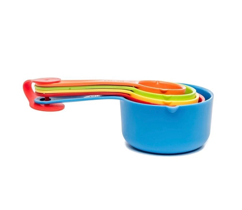 Multi-Color Measuring Cups and Spoons 5 Piece Set Plastic Cooking Kitchen Tools - Image 3 of 4