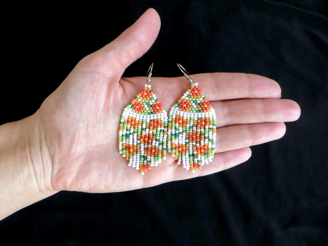 Floral beaded sale earrings