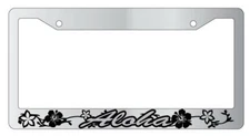 Aloha (Flower Vine) Chrome License Plate Frame Auto Accessory
