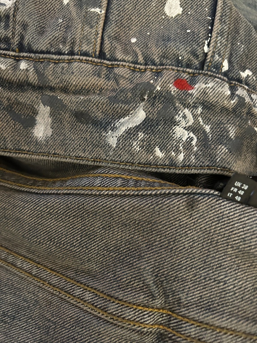 Amiri Paint Splatter Denim Trucker Jacket Artist Indigo, Size